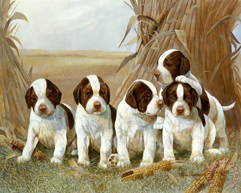 Belle S Pups painting - Ruane Manning Belle S Pups Art Print
