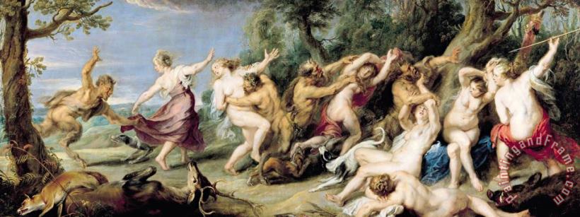 Diana and her Nymphs Surprised by Fauns painting - Rubens Diana and her Nymphs Surprised by Fauns Art Print