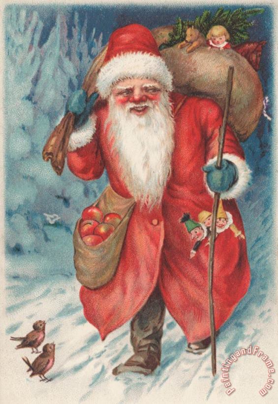 Christmas Card painting - Russian School Christmas Card Art Print