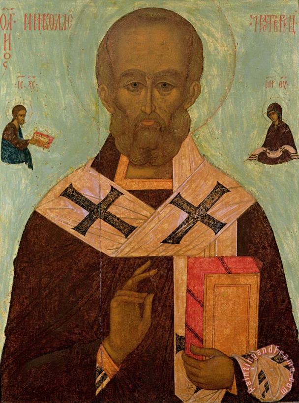 Icon Of St. Nicholas painting - Russian School Icon Of St. Nicholas Art Print