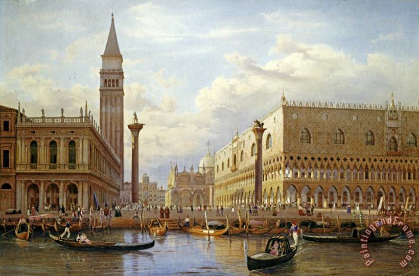 Salomon Corrodi A View of The Piazzetta with The Doges Palace From The Bacino, Venice Art Print