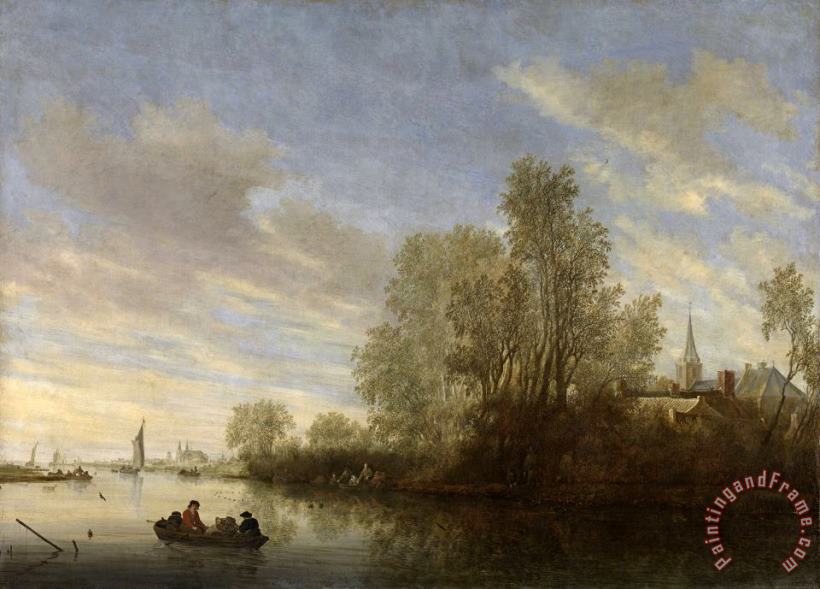 Salomon van Ruysdael River View Near Deventer Art Print