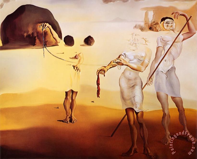 Salvador Dali Enchanted Beach with Three Fluid Graces Art Painting