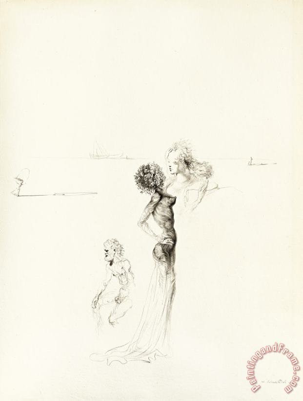 Salvador Dali Femme a La Tete De Rose, Buste De Femme Et Vieillard Nu, 1937 Art Painting
