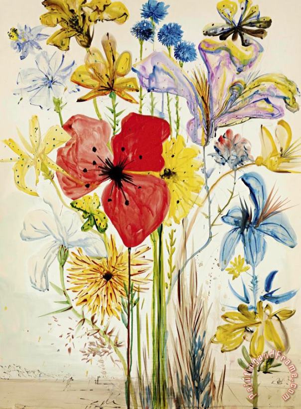 Fleurs D'ete Dans Un Paysage Surrealiste, 1953 painting - Salvador Dali Fleurs D'ete Dans Un Paysage Surrealiste, 1953 Art Print