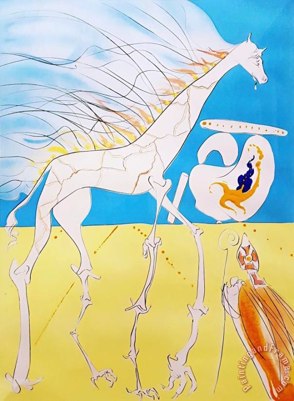 Girafe Saturnienne (saturnian Giraffe), 1974 painting - Salvador Dali Girafe Saturnienne (saturnian Giraffe), 1974 Art Print