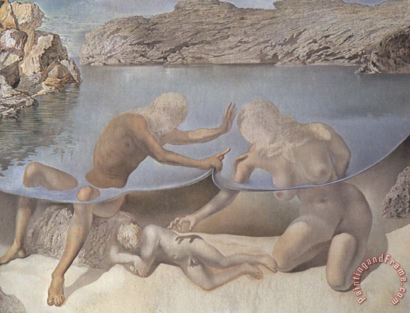 Salvador Dali Hercules Lifts The Skin of The Sea And Stops Venus for an Instant From Waking Love Art Painting