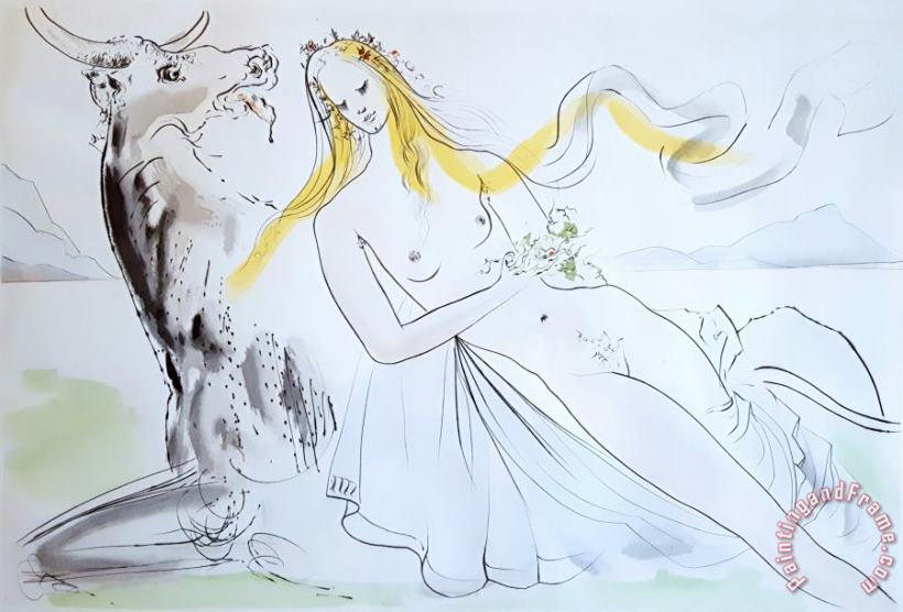 Le Viol D'europe (the Rape of Europa), 1971 painting - Salvador Dali Le Viol D'europe (the Rape of Europa), 1971 Art Print