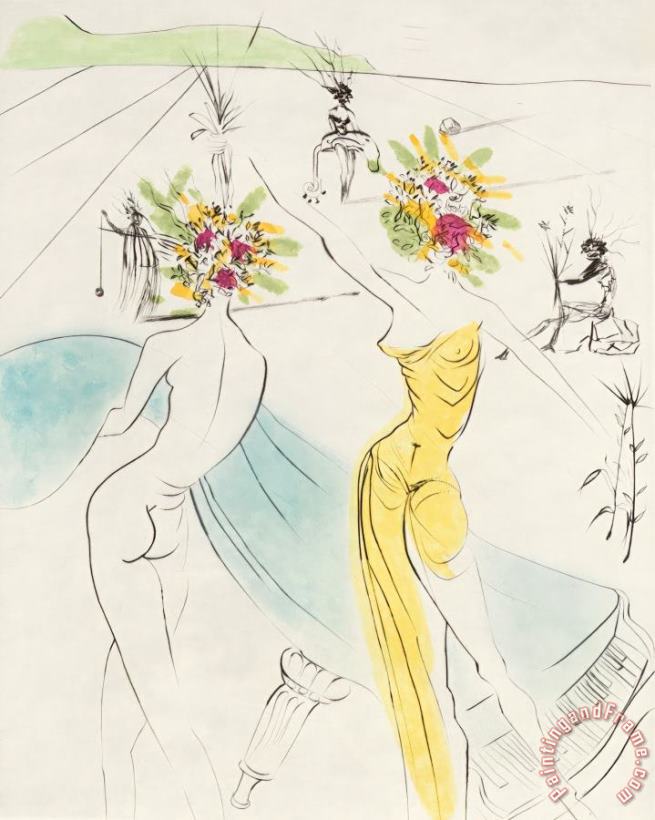 Salvador Dali Les Femmes Fleurs Au Piano, From The Hippies Art Painting