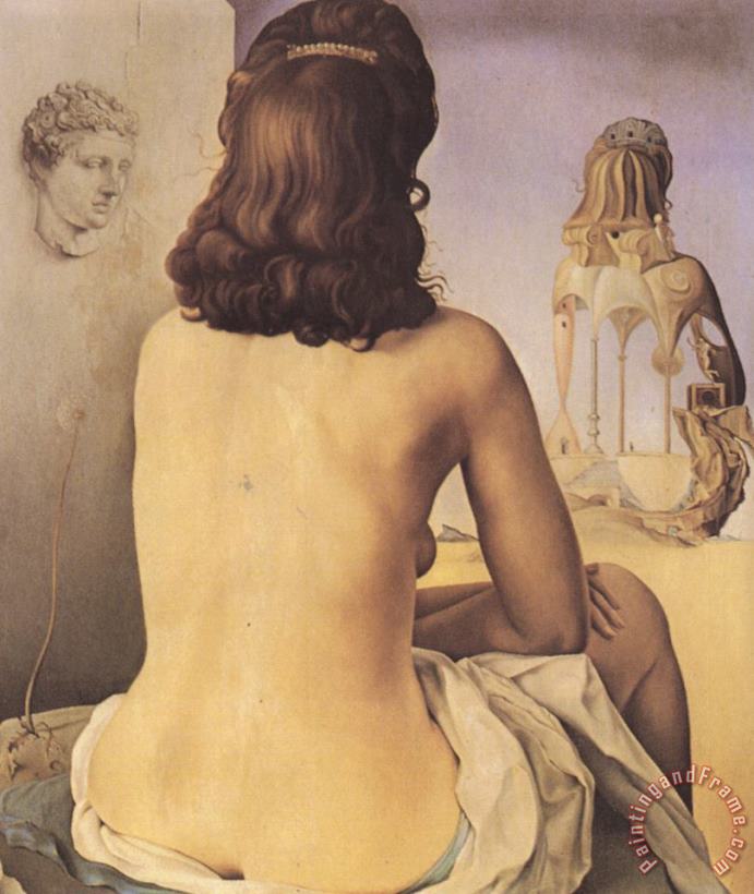 My Wife Nude Contemplating Her Own Flesh Becoming Stairs Three Vertebrae of a Column Sky And painting - Salvador Dali My Wife Nude Contemplating Her Own Flesh Becoming Stairs Three Vertebrae of a Column Sky And Art Print