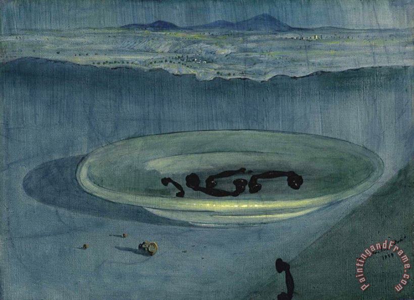 Salvador Dali Paisatge Amb Telefons Sobre Un Plat (landscape with Telephones on a Plate), 1939 Art Painting