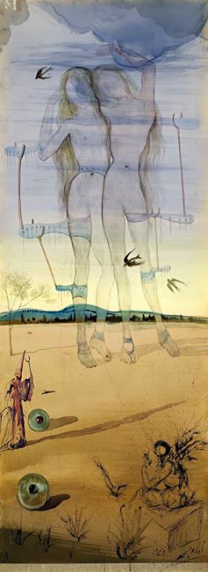 Salvador Dali Personnages Dans Le Desert, 1968 Art Painting