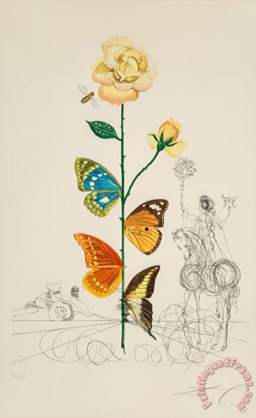 Salvador Dali Rosa Papillo, From Flora Dallinae, 1968 Art Print