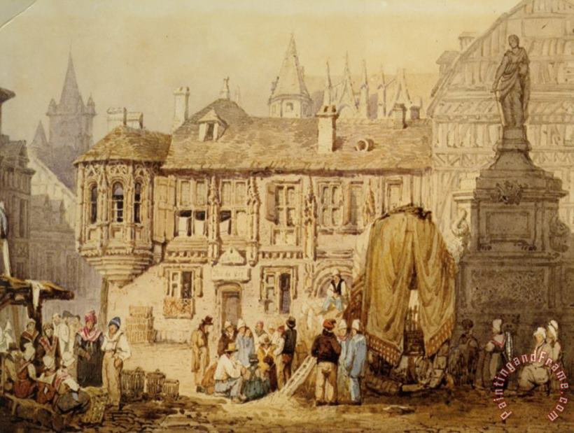 Samuel Prout A View of La Place De La Pucelle Rouen Art Print