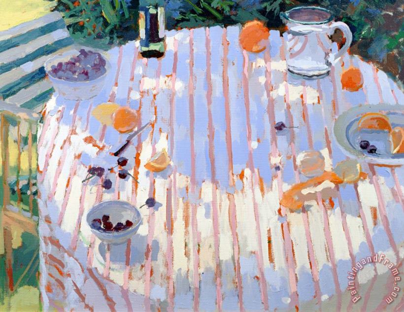 In The Garden Table With Oranges painting - Sarah Butterfield In The Garden Table With Oranges Art Print