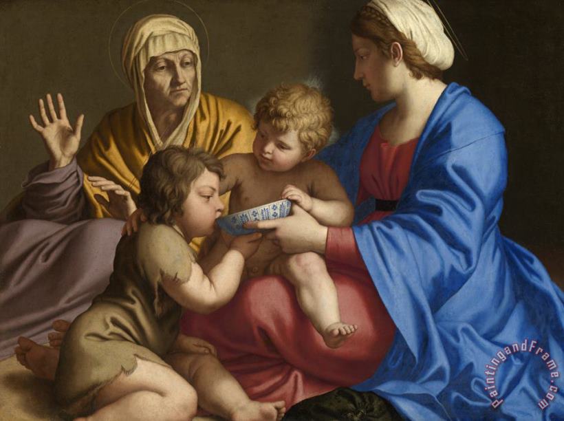 Sassoferrato Virgin And Child with St Elizabeth And The Child Baptist Art Painting