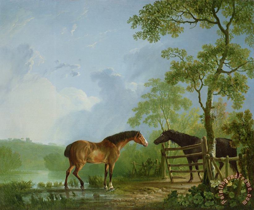 Mare and Stallion in a Landscape painting - Sawrey Gilpin Mare and Stallion in a Landscape Art Print