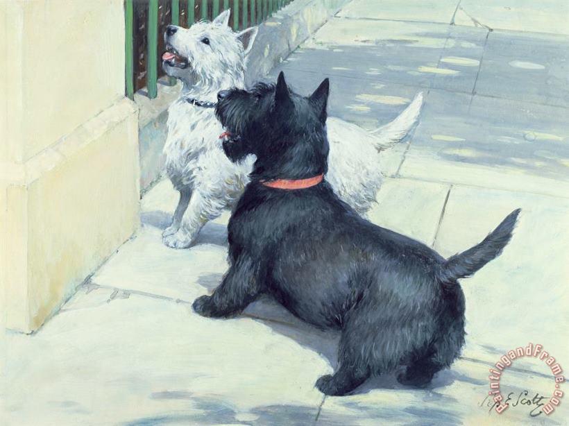 Septimus Edwin Scott Black and White Dogs Art Painting