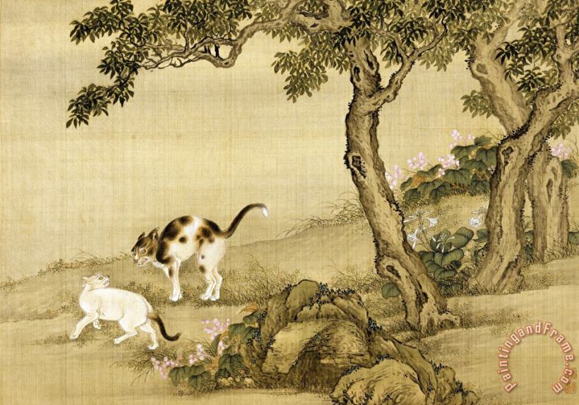 Shen Nanpin Album of Birds And Animals (cats) Art Painting