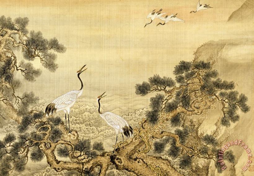 Album of Birds And Animals (cranes) painting - Shen Nanpin Album of Birds And Animals (cranes) Art Print