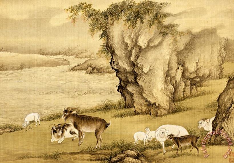 Shen Nanpin Album of Birds And Animals (sheep And Goats) Art Print