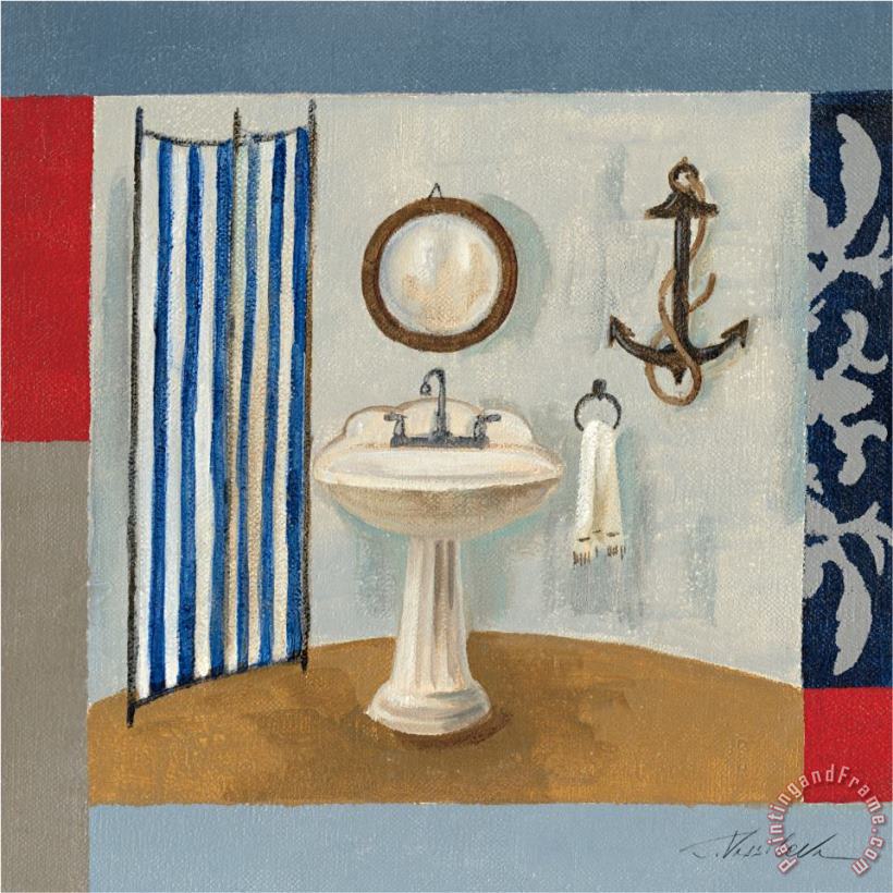 Nautical Bath I painting - Silvia Vassileva Nautical Bath I Art Print