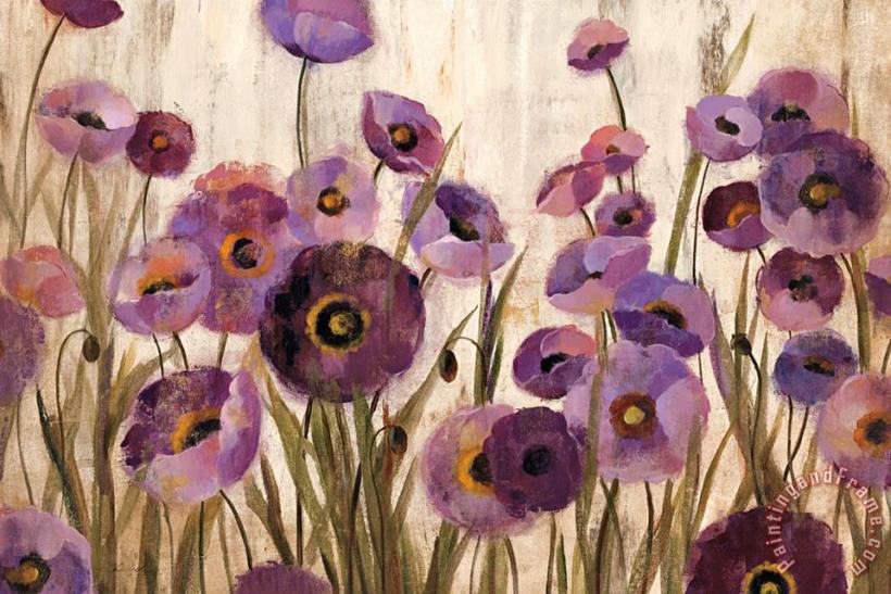 Pink And Purple Flowers painting - Silvia Vassileva Pink And Purple Flowers Art Print