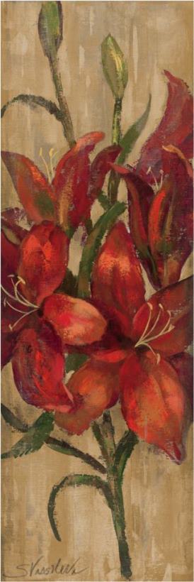 Silvia Vassileva Vivid Red Lily on Gold Art Painting