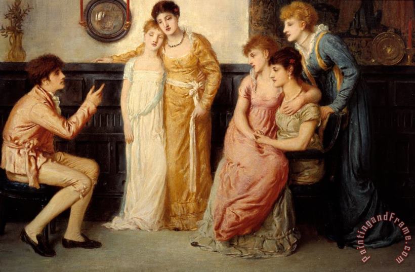 Simeon Solomon A Youth Relating Tales to Ladies Art Painting