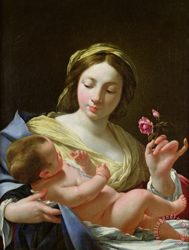 Simon Vouet The Virgin and Child with a Rose Art Painting