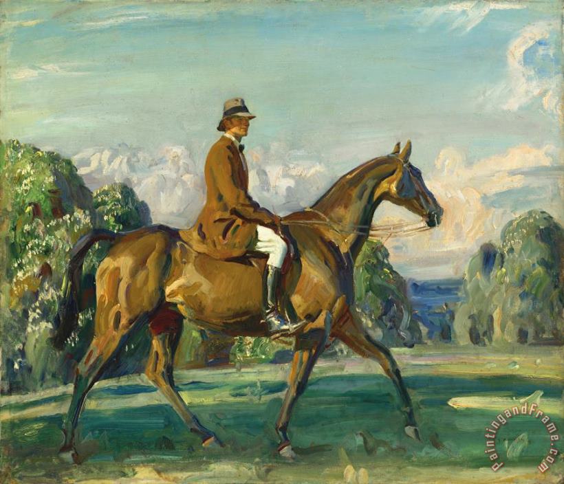 Sir Alfred James Munnings Major Mead on His Favourite Hunter, 1917 Art Print