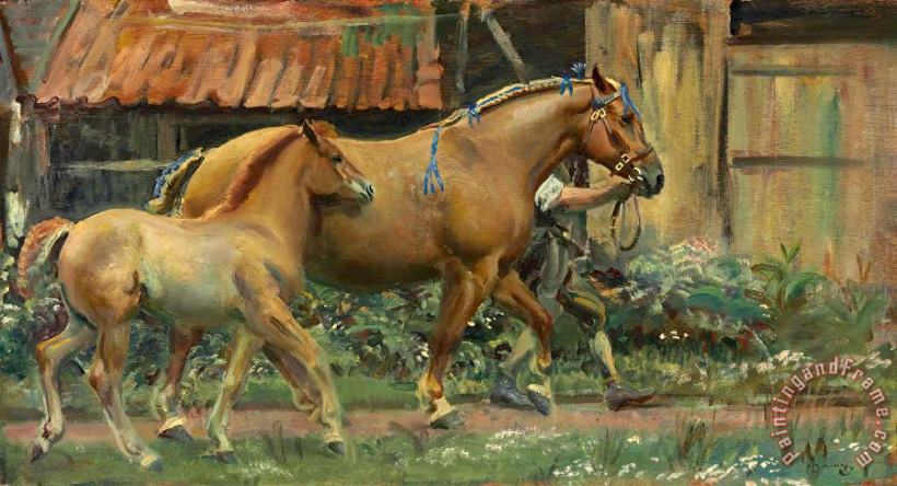 Sir Alfred James Munnings Mare And Foal Belonging to Colonel Guy Blewitt, 1936 Art Print