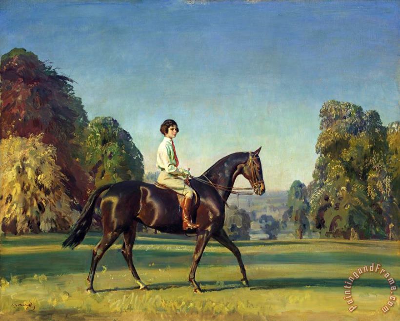 Sir Alfred James Munnings Millicent Baron on 'magpie' Art Print