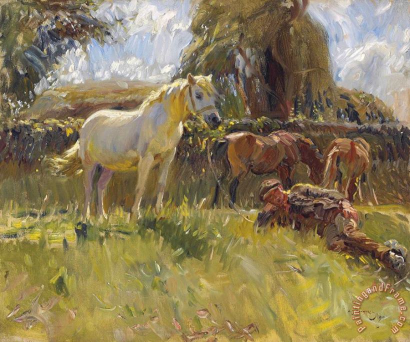 Sir Alfred James Munnings Shrimp And The Old Grey Mare on The Ringland Hills Art Painting