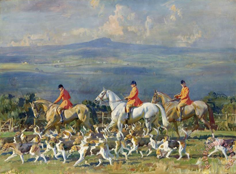 Sir Alfred James Munnings The Bramham Moor Hounds at Weeton Whin Art Painting