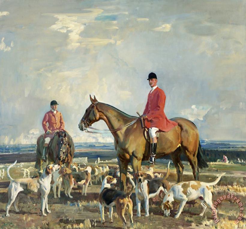 Sir Alfred James Munnings The Seventh Earl of Bathurst, M.f.h. of The V.w.h. with Will Boore, Huntsman Art Print