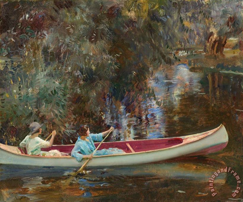 The White Canoe painting - Sir Alfred James Munnings The White Canoe Art Print