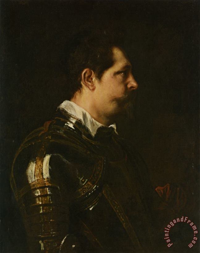Sir Antony Van Dyck Portrait of a Military Commander Bust Length in Profile in Damascened Armour with White Collar And Red Sash Art Print
