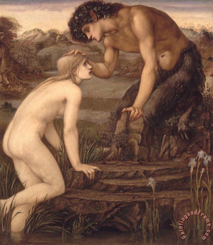 Pan and Psyche painting - Sir Edward Burne-Jones Pan and Psyche Art Print