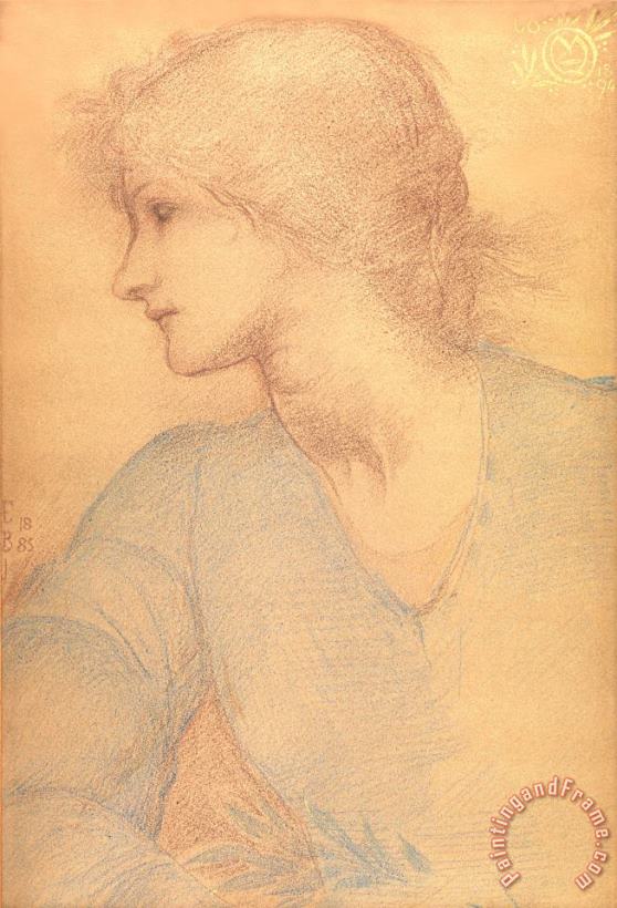 Study in Colored Chalk painting - Sir Edward Burne-Jones Study in Colored Chalk Art Print