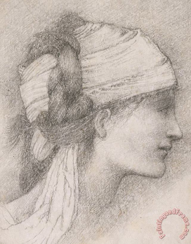 Sir Edward Coley Burne-Jones Study Of A Female Head To The Right Art Painting
