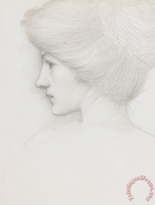 Sir Edward Coley Burne-Jones Study Of A Woman's Head Profile To Left Art Painting