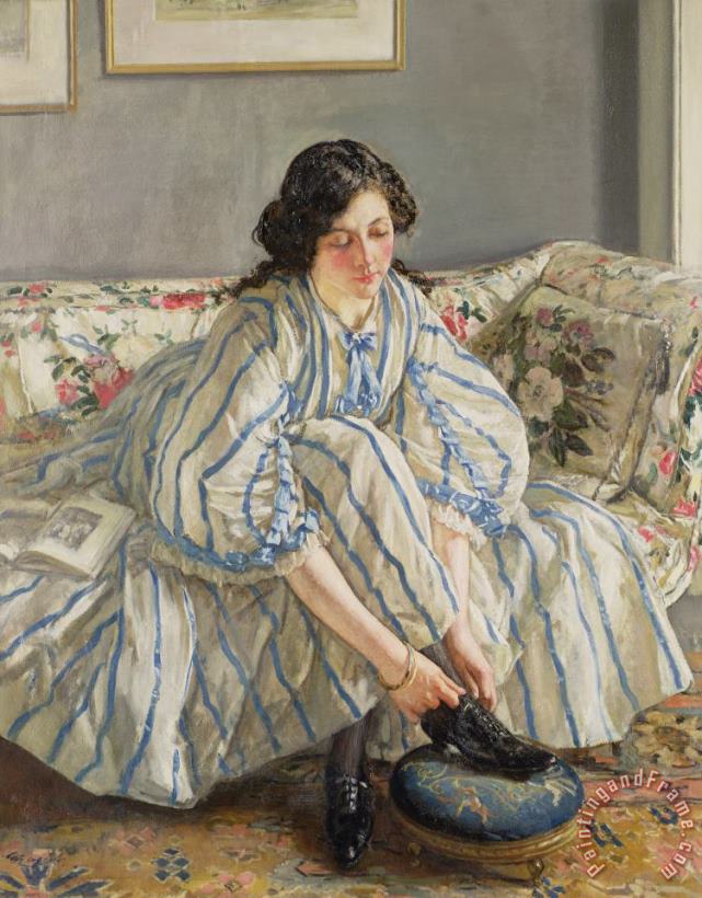 Tying her Shoe painting - Sir Walter Russell Tying her Shoe Art Print