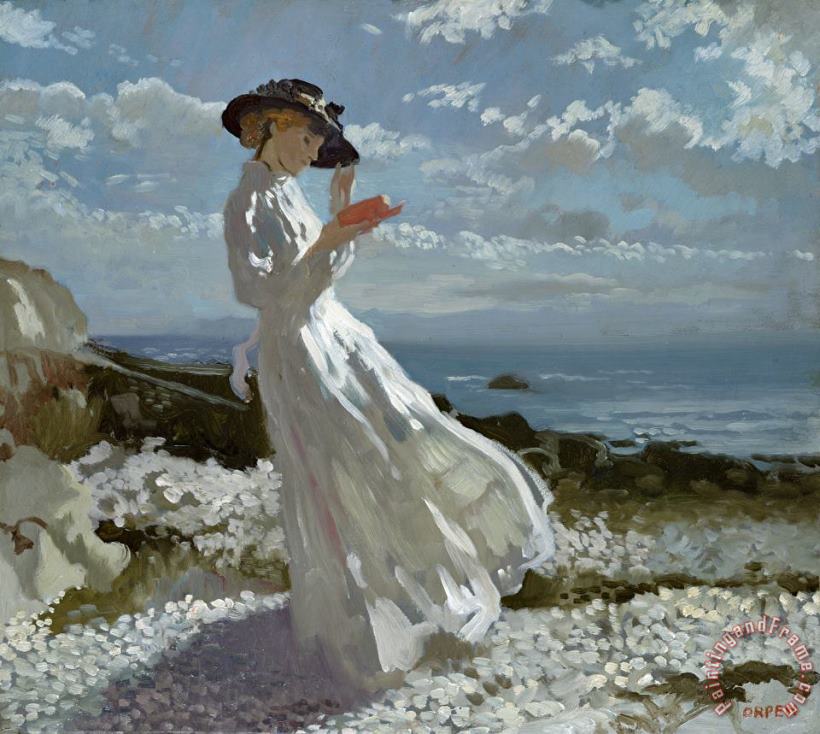 Grace reading at Howth Bay painting - Sir William Orpen Grace reading at Howth Bay Art Print Grace reading at Howth Bay painting - Sir William Orpen Grace reading at Howth Bay Art Print