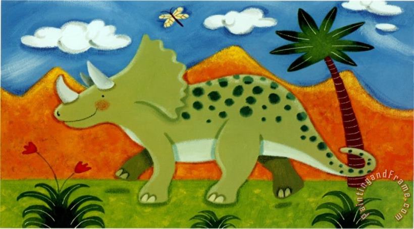 Timmy The Triceratops painting - Sophie Harding Timmy The Triceratops Art Print