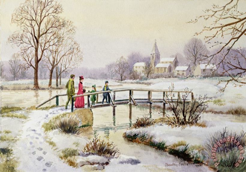 Stanley Cooke Footbridge In Winter Art Painting
