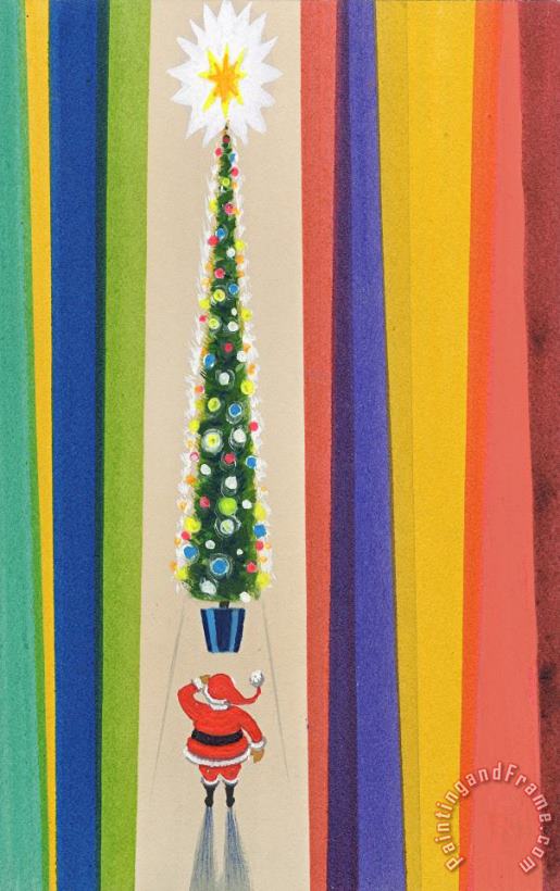 Santa's Christmas Tree painting - Stanley Cooke Santa's Christmas Tree Art Print