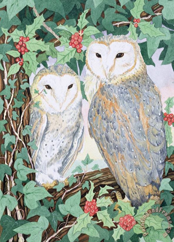 Barn Owls painting - Suzanne Bailey Barn Owls Art Print