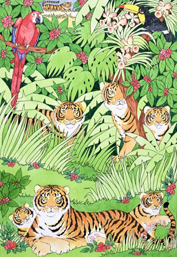 Tiger Jungle painting - Suzanne Bailey Tiger Jungle Art Print