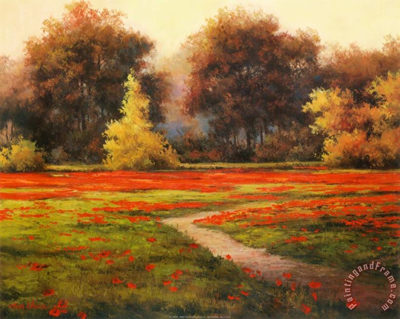 Poppy Meadows I painting - T. C. Chiu Poppy Meadows I Art Print